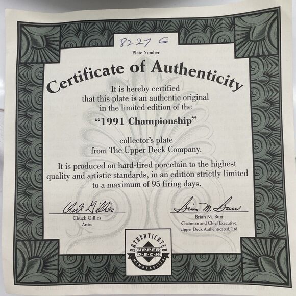 Michael Jordan 1991 Championship NBA Bradford Exchange Chicago Bulls Plate W/COA - Picture 6 of 7